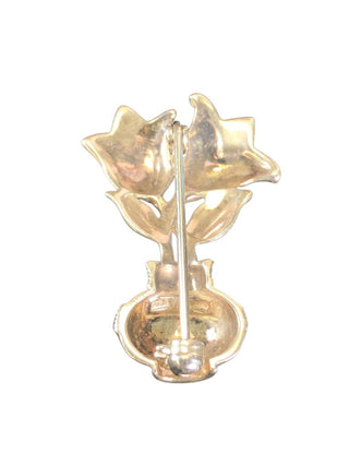 sterling enamel flower in a vase pin