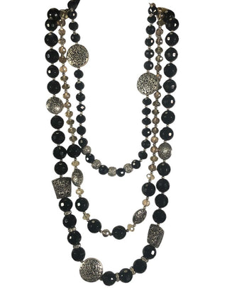 hand made onyx crystal layered necklace