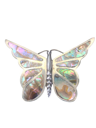 vintage sterling abalone butterfly pin