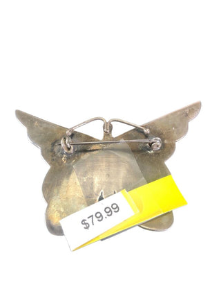 vintage sterling abalone butterfly pin