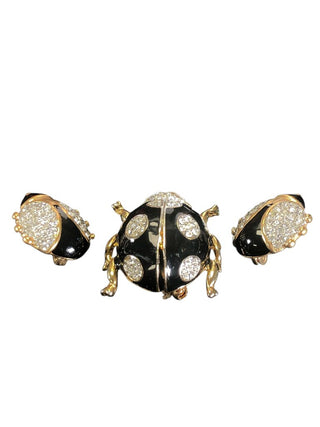set of three lady bug brooches