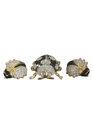 set of three lady bug brooches