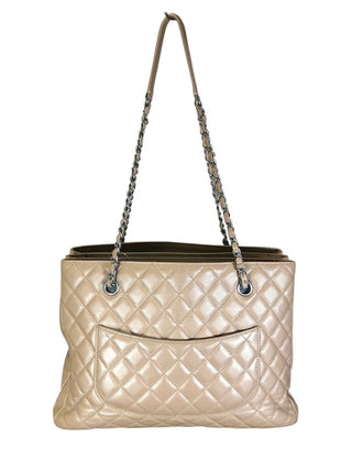 Quilted Caviar Leather Shopper Tote