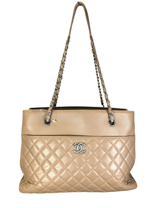 Quilted Caviar Leather Shopper Tote