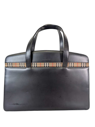 House Check Trimmed Leather Handbag