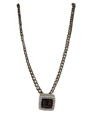 Square Crystal CC Logo Necklace