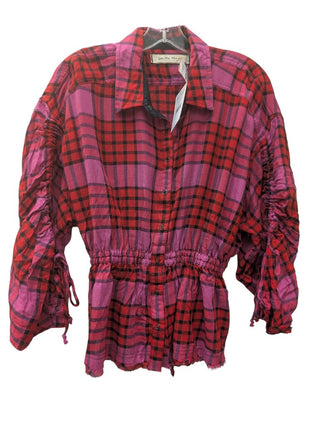 NWT Plaid Button Front Blouse
