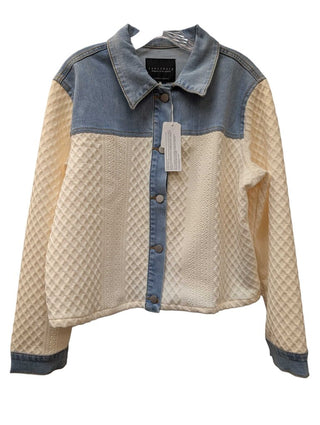 NWT Mixed Media Denim Button Front