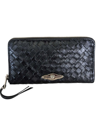 Woven Leather Zip Around