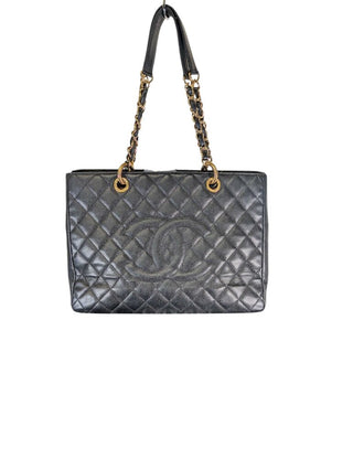 Caviar Quilted Grand Shopping Tote GST Black