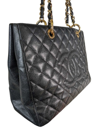 Caviar Quilted Grand Shopping Tote GST Black