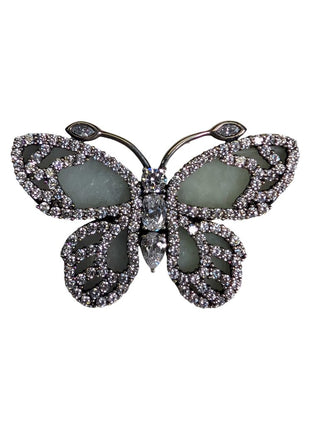 Sterling Jade Butterfly Ring