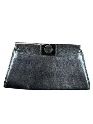 Smooth leather and alligator clutch