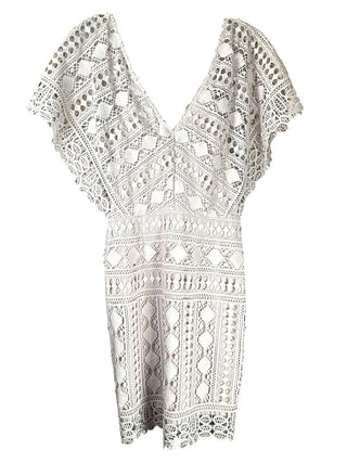 Short Sleeve Chunky Lace Pencil Dress