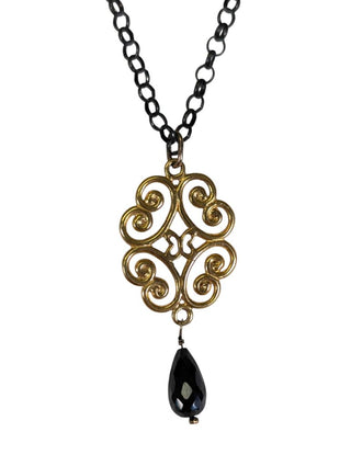 Sterling Vermeil Ornate Pendant Necklace