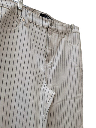 Flare Leg Jeans Raw Edge Hem Striped