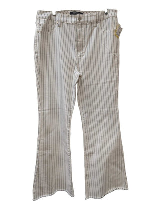 Flare Leg Jeans Raw Edge Hem Striped