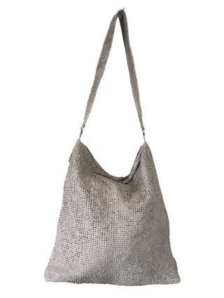 Punched leather linen lined zipper shoulder totoe