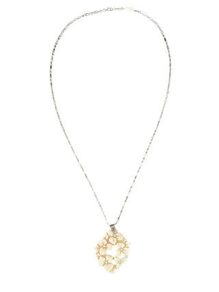 Sterling Carved Flower Pendant Necklace
