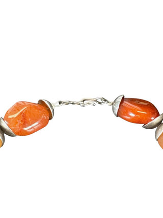 Sterling Carnelian Mother of Pearl Cross Necklace