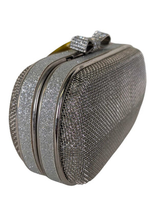 Wire, glitter, and bow clutch w/ strap