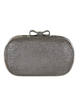 Wire, glitter, and bow clutch w/ strap