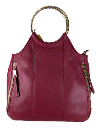 Faux Leather Double Ring Handle Bag