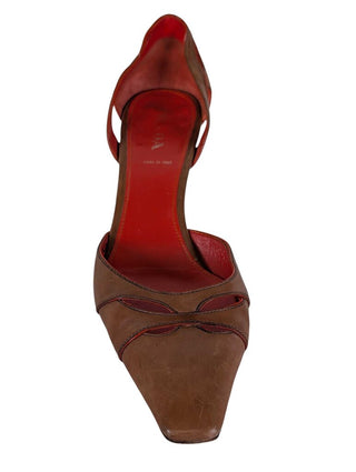Cutout Leather Mid Heel