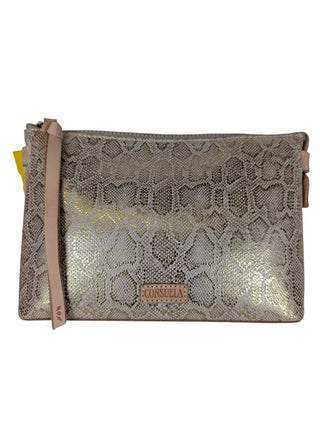 Small Crossbody Pouch Metallic Snakeskin