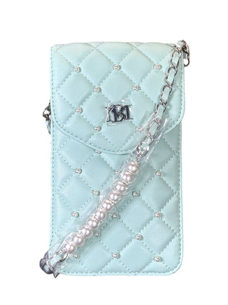 NWT faux leather phone case w/pearl details