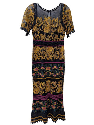NWT Short Sleeve Embroidery & Mesh Below Knee R: $260