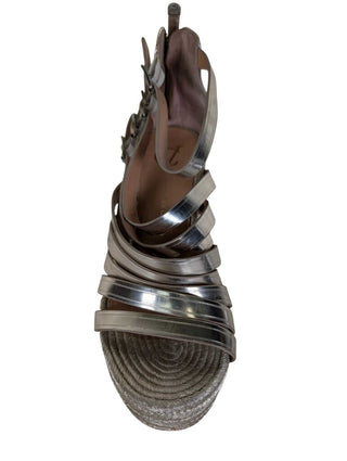 AS IS Dominicha Metallic Strappy Platform MSSRP$295