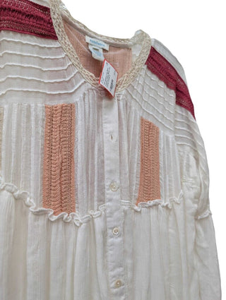 Long Sleeve Constance Henley Blouse Lace Crochet