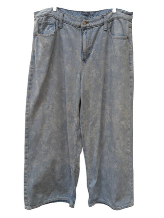 Extra Wide Leg Floral Print Light Wash