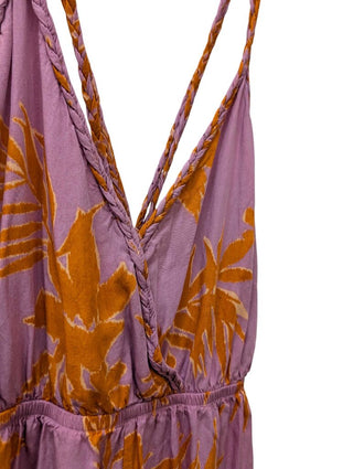 Spaghetti Strap Jumpsuit Tropical Print