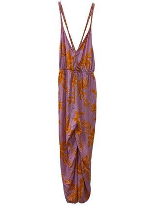 Spaghetti Strap Jumpsuit Tropical Print