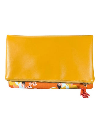 Reversible floral zip clutch