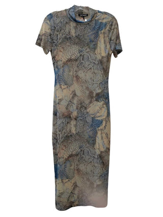 Mesh Fitted Snake Print Dress
