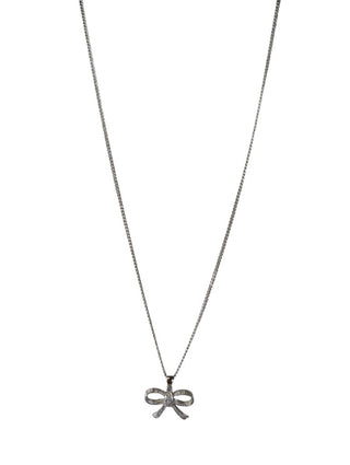 Sterling Diamond Bow Pendant Necklace