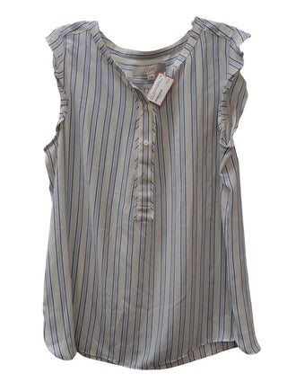 2/3 Button Down Flounce Shoulder Striped