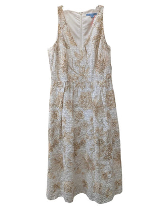 Sleeveless Bouffont Flare Tea Length Dress Eyelet