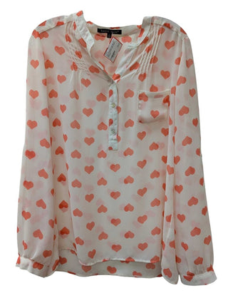 Long Sleeve Sheer 1/2 Button Down Hearts