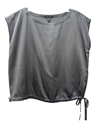 NWT Short Sleeve Steel Boxy Top Tie on Sides Silk/Cotton Blend