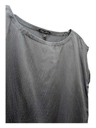 NWT Short Sleeve Steel Boxy Top Tie on Sides Silk/Cotton Blend