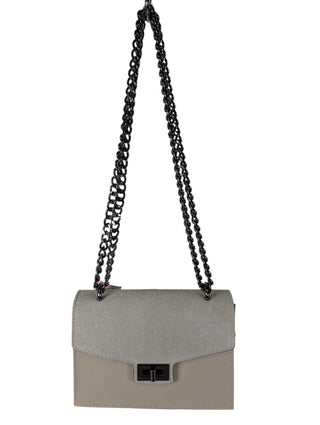 Leather & Suede Small Crossbody Satchel Milano Chain Strap