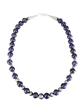 Lepidolite Sterling Oxy Bead Necklace
