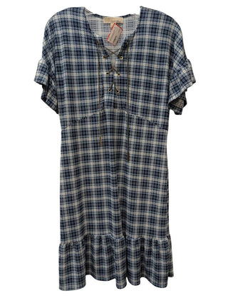 Plaid Short Sleeve Midi