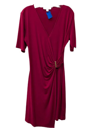 Short Sleeve Faux Wrap Gold Belt Detail