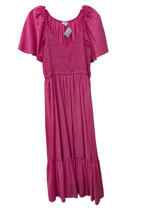 Short Sleeve Maxi Bottom Ruffle Ruched Bodice