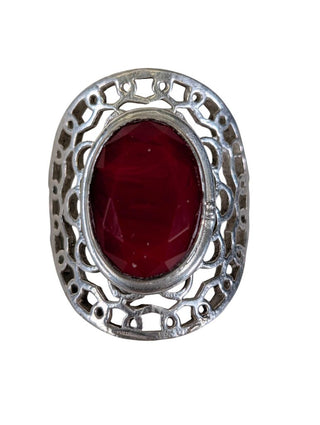 Sterling Plate Ruby Ring